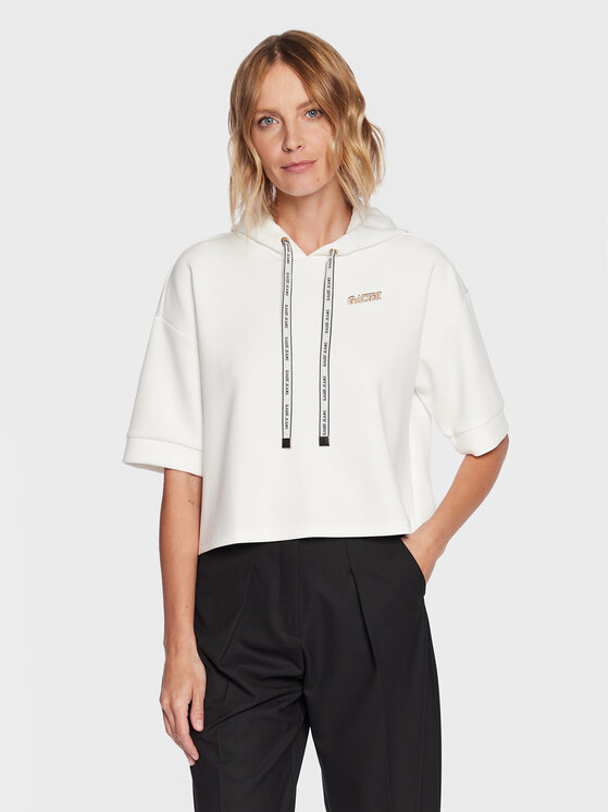 Gaudi Gaudi Jeans Džemperis ar kapuci 311BD64021 Écru Relaxed Fit