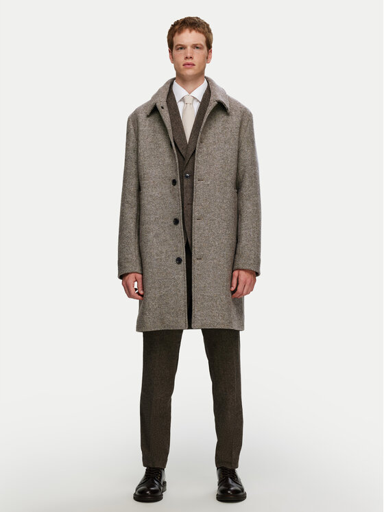 Selected Homme Selected Homme Vilnas mētelis 16089348 Bēšs Regular Fit