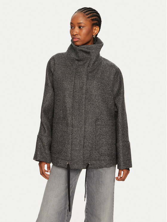 PINKO Vlnený kabát Forbice 104040 A23R Sivá Regular Fit