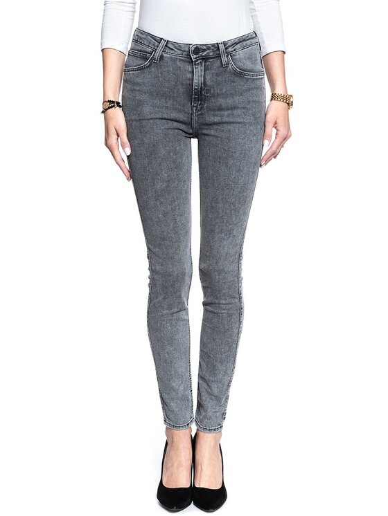 Lee Lee Jeansy SCARLETT HIGH Szary Skinny Fit