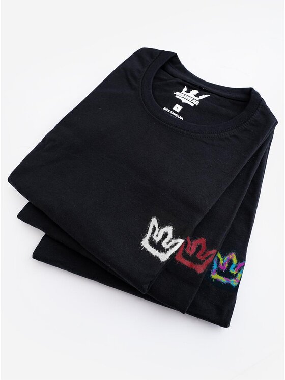 Jigga Wear Jigga Wear Komplet 3 t-shirtów Korona Zestaw 3 T-Shirtów Męskich Czarnych Jigga Wear Color Spray XL Czarny Regular Fit
