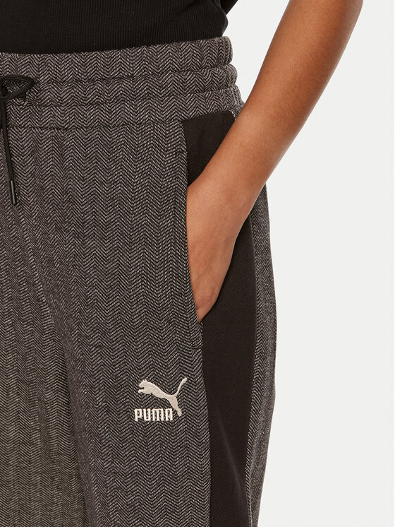 Puma Puma Spodnie dresowe T7 High Waist Track 626798 01 Szary Regular Fit