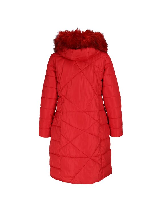 Perso Perso Zimný kabát z oryginalnym pikowaniem Červená Slim Fit