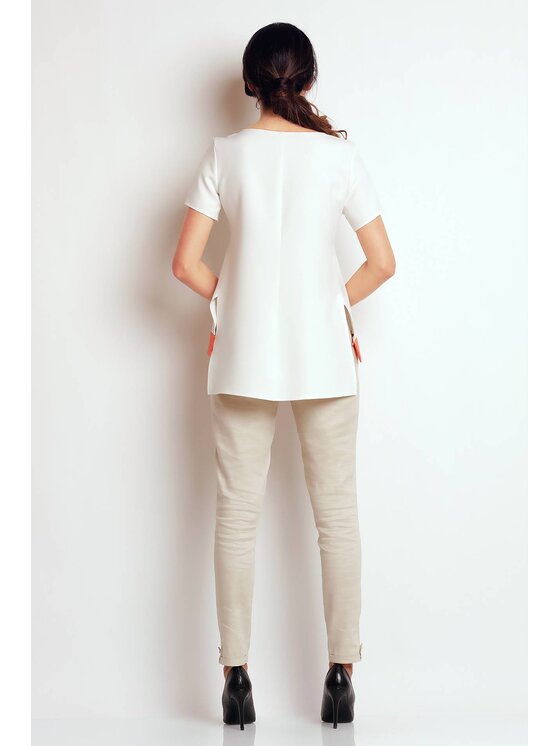 Awama Awama Bluzka A140 Écru Basic Fit