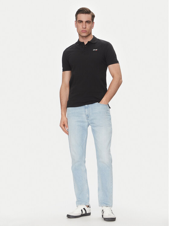 SCHOTT N.Y.C. SCHOTT N.Y.C. Тениска с яка и копчета PSCASUAL Черен Regular Fit