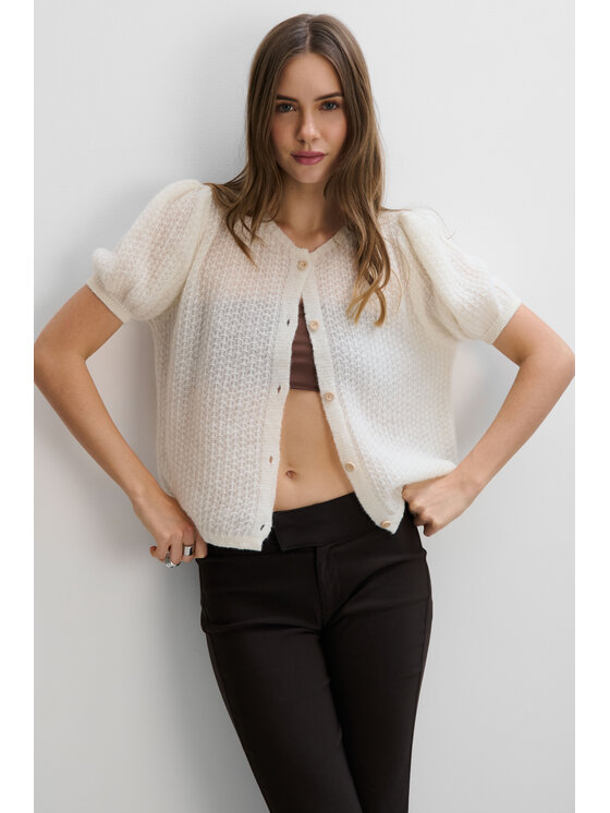 Fobya Fobya Sweter F2025 Écru Basic Fit