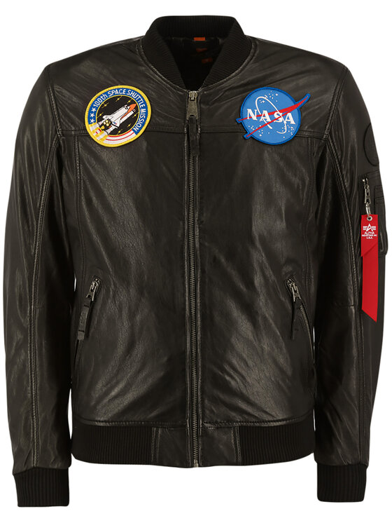Alpha Industries Alpha Industries Jakna od imitacije kože Ma-1 Nasa 126151 Crna Regular Fit