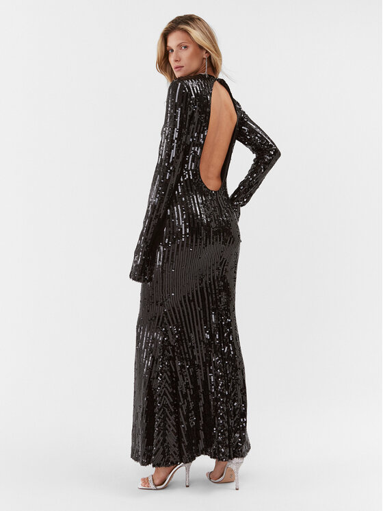 ROTATE ROTATE Sukienka wieczorowa Sequin 111349100 Czarny Slim Fit