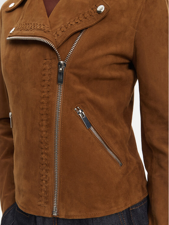Serge Pariente Serge Pariente Usnjena jakna Oxford Vs Rjava Slim Fit