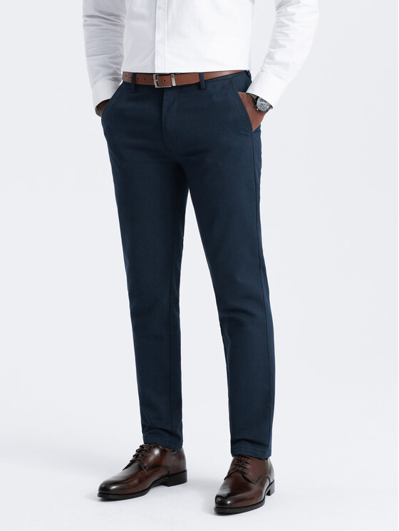 Ombre Ombre Chino kalhoty OM-PACP-0188 Tmavomodrá Regular Fit