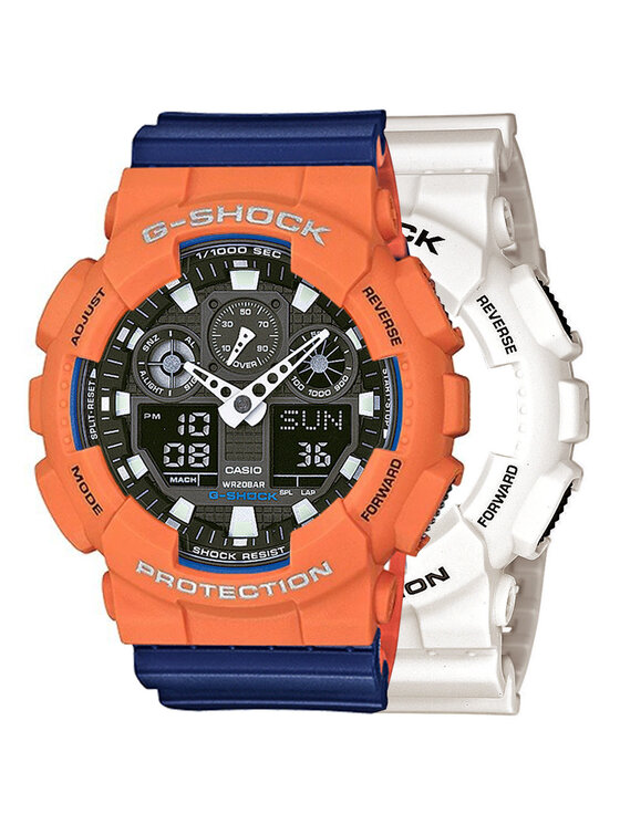 Casio Casio Zegarek SET GA-100B-7AER + BEZEL 10589006 + PASEK 10527467 Niebieski