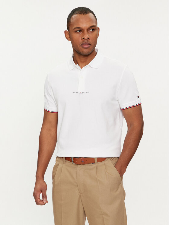Tricou polo Tommy Hilfiger Bărbați, Mărimea: XXL, Alb, Logo MW0MW34841