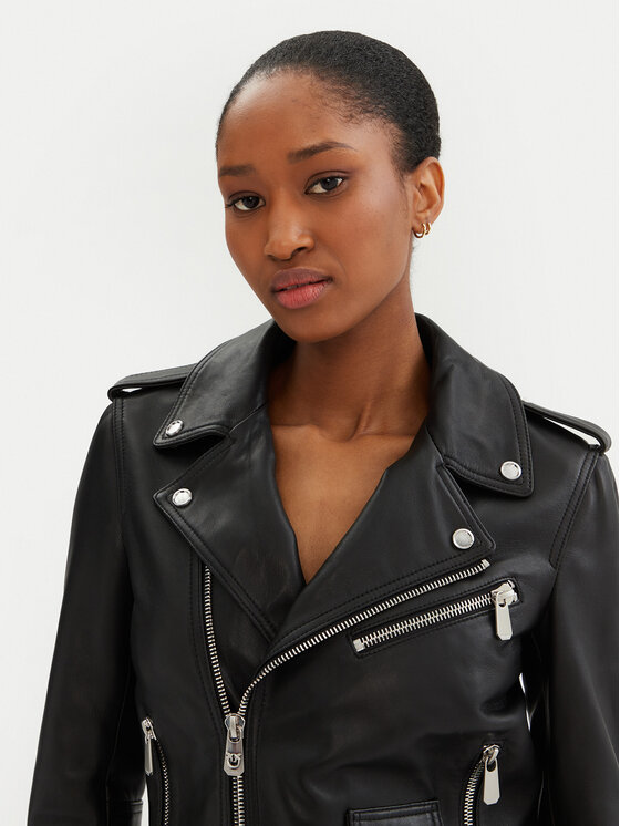 PINKO PINKO Bőrkabát 103897 A21L Fekete Regular Fit