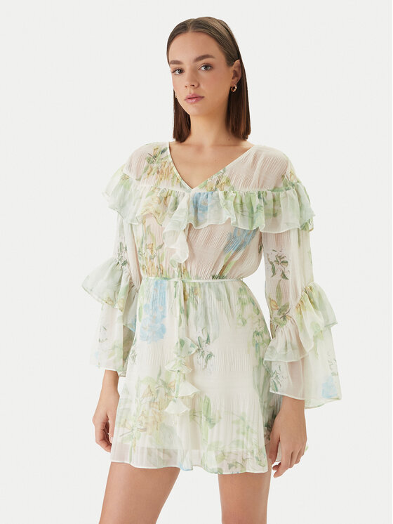 Guess Rochie cocktail W6GKA5 W2400 Verde Regular Fit