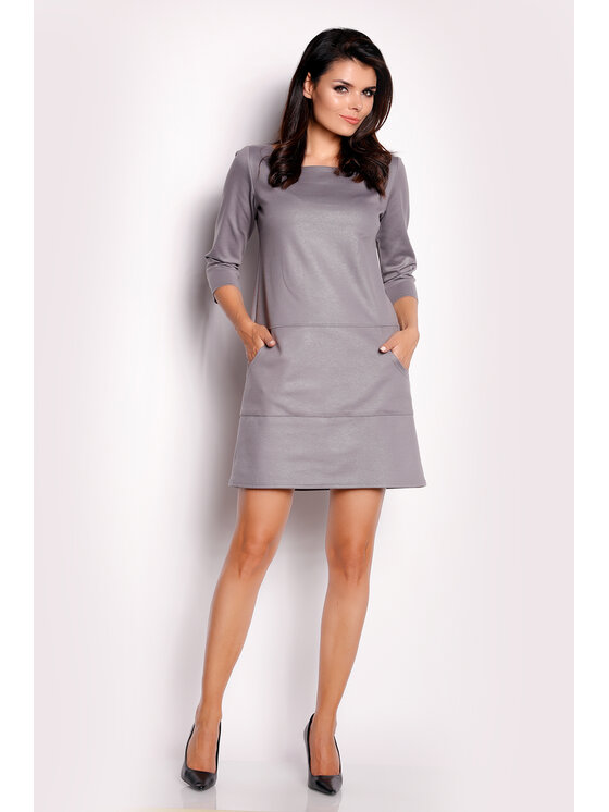 Awama Awama Vestito di maglia A153 Grigio Basic Fit