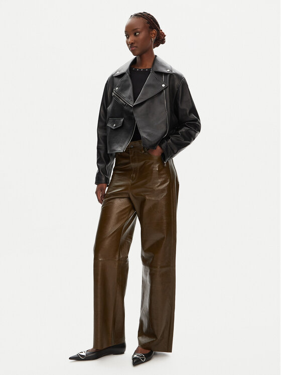 HUGO HUGO Шкіряна куртка Laridas 50545066 Чорний Regular Fit