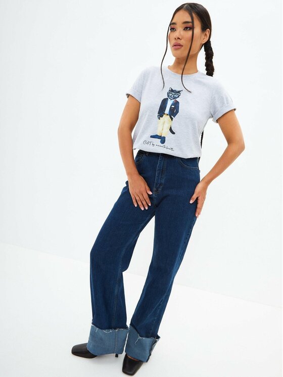 CAT by maniita lacitta CAT by maniita lacitta T-Shirt Printed T-shirt Szary Regular Fit