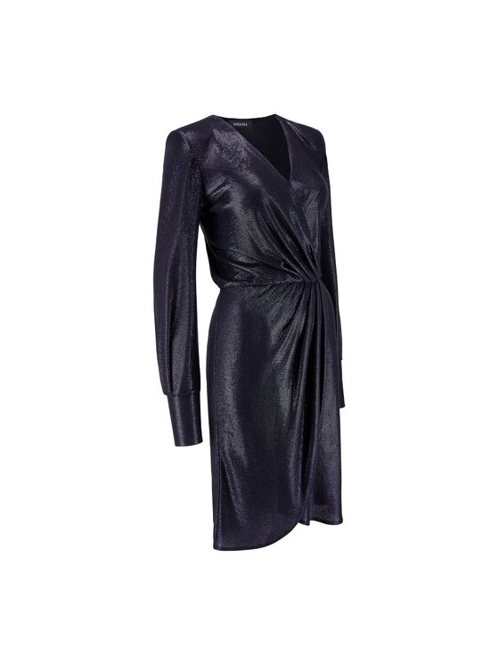 La Mania La Mania Sukienka wieczorowa ALAZAN Granatowy Classic Fit