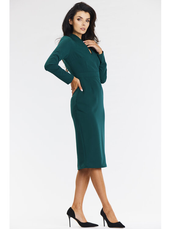 Awama Awama Večerné šaty A667 Zelená Basic Fit