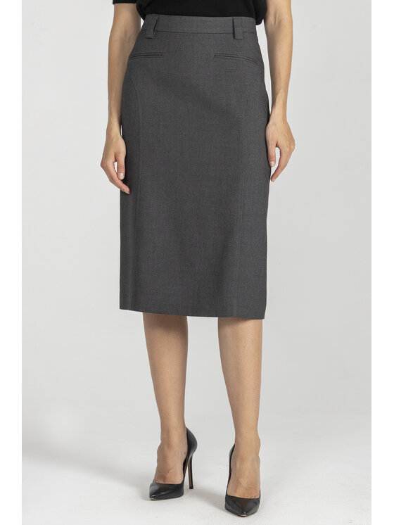 Deni Cler Milano Deni Cler Milano Spódnica ołówkowa T-DC-7063-E5-40-80-1 Szary Regular Fit