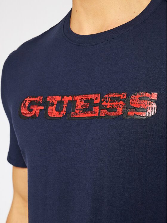 Guess Guess Marškinėliai M1RI82 J1311 Tamsiai mėlyna Slim Fit
