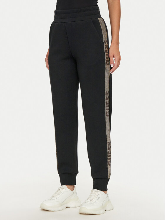 Guess Guess Παντελόνι φόρμας Logo W4YB40 KBYE2 Μαύρο Regular Fit