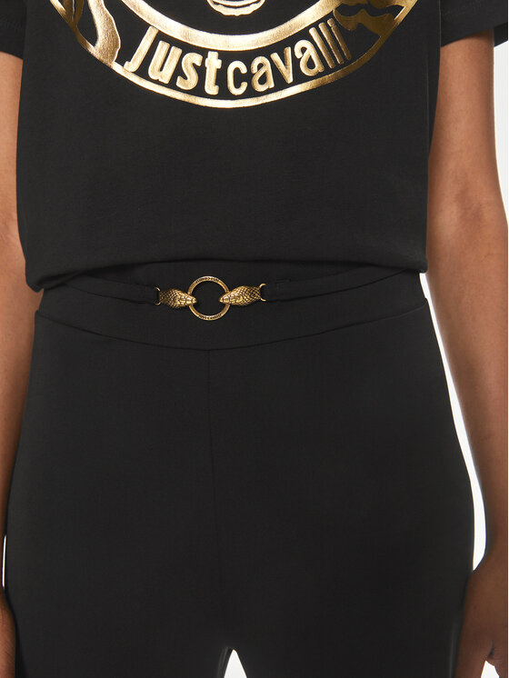 Just Cavalli Just Cavalli Auduma bikses 76PAA1A8 Melns Regular Fit