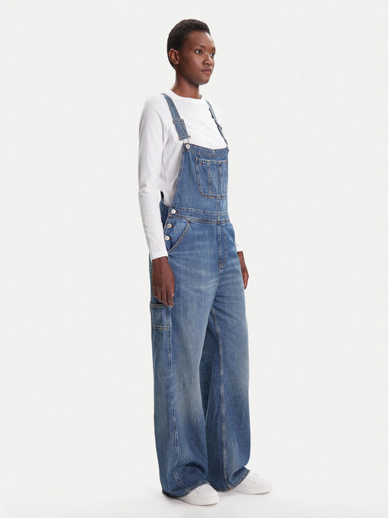 Tommy Jeans Tommy Jeans Jeans hlače z naramnicami Classic DW0DW20529 Modra Straight Fit