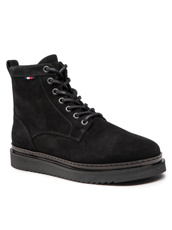 Tommy Hilfiger Ботуши Hilfiger Cleated Suede Boot FM0FM04191 Черен