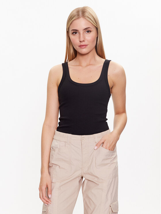 Gina Tricot Top Rib tank 19105 Negru Regular Fit