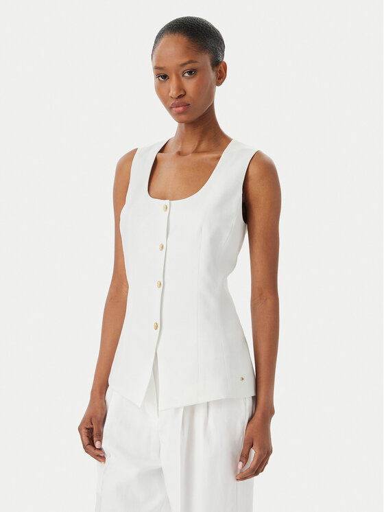 Tommy Hilfiger Tommy Hilfiger Top WW0WW49765 Bijela Slim Fit