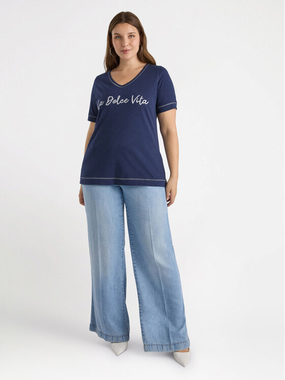 Fiorella Rubino Fiorella Rubino T-Shirt G124L008419N034 Niebieski Regular Fit