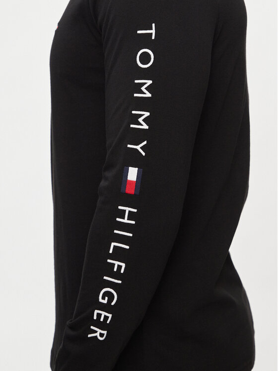 Tommy Hilfiger Tommy Hilfiger Longsleeve Logo Tee MW0MW09096 Czarny Regular Fit