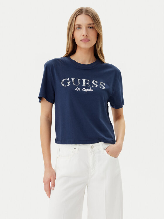 Guess Guess Tricou V5GI09 K9RM1 Bleumarin Regular Fit