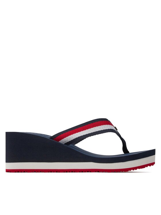 Tommy Hilfiger Tommy Hilfiger Čības uz pirksta Corporate Wedge Beach Sandal FW0FW07987 Daudzkrāsains