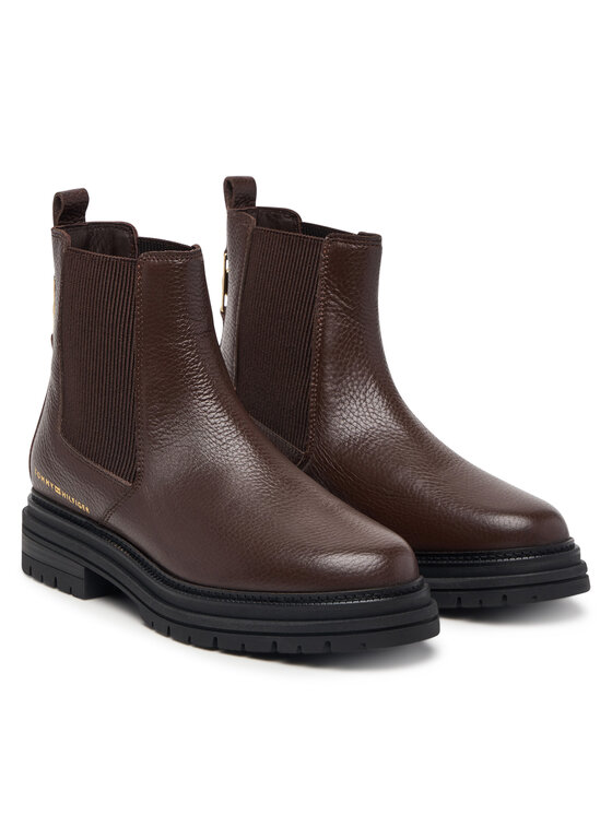 Tommy Hilfiger Tommy Hilfiger Ghete Jodhpur Th Emboss Grain Leather Chelsea FW0FW09559 Maro