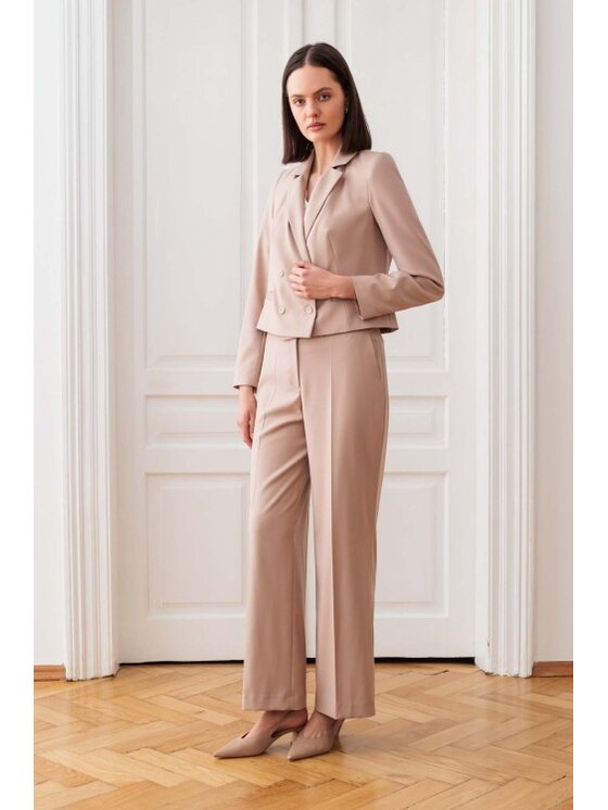 EMOI EMOI Marynarka Krótka dwurzędowa Beżowy Feminine Fit