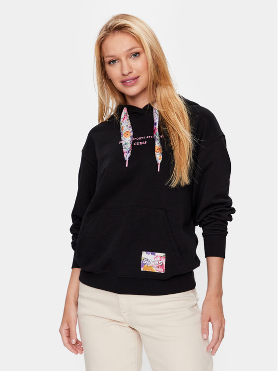 Guess Guess Majica dugih rukava Bea V3YQ03 KBVB2 Crna Regular Fit