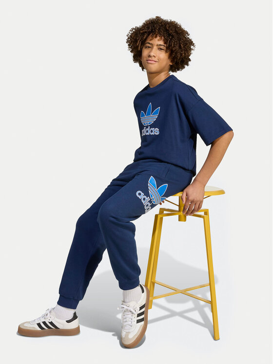 adidas adidas Donji dio trenerke Big Logo Execution JV8577 Tamnoplava Loose Fit