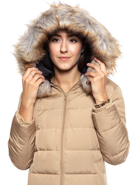 Wrangler Wrangler Kurtka damska LONG PUFFER Beżowy Regular Fit