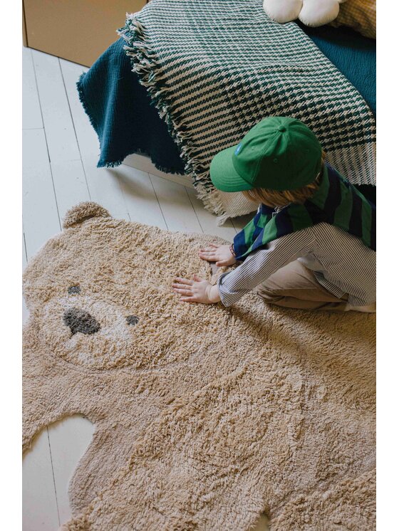 Lorena Canals Lorena Canals Dywan dziecięcy Dywan bawełniany Miś Animal Rugs Żółty