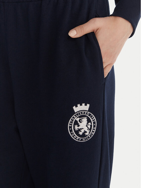 Tommy Hilfiger Tommy Hilfiger Teplákové kalhoty UW0UW06081 Tmavomodrá Wide Leg