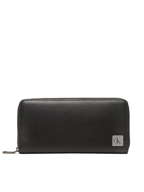Calvin Klein Jeans Velika moška denarnica Logo Hardware Zip Around Rfid K50K510129 Črna