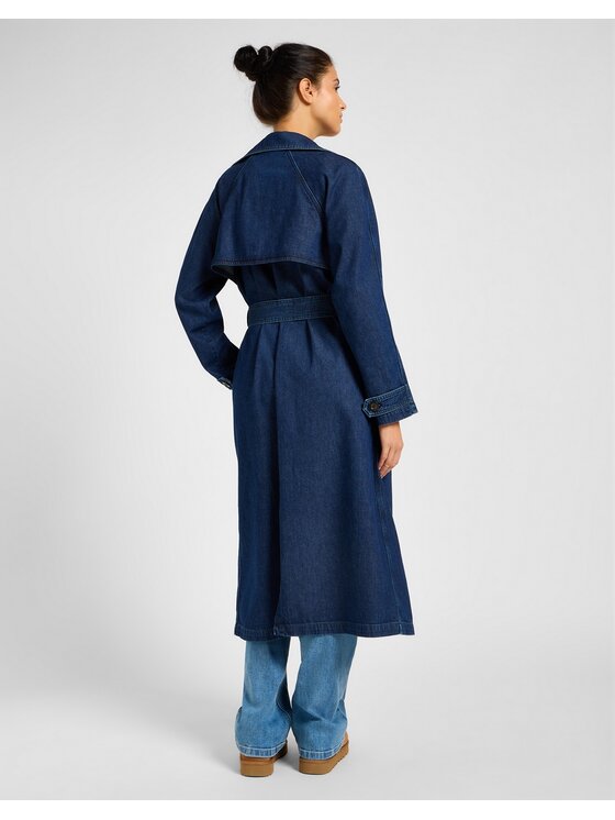 Lee Lee Kurtka jeansowa Denim Trench Coat Home Bound Niebieski Regular Fit