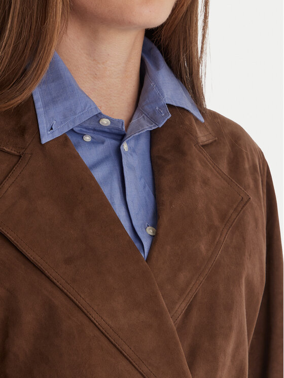 Marella Marella Płaszcz skórzany Oblare 2613441091 Brązowy Regular Fit
