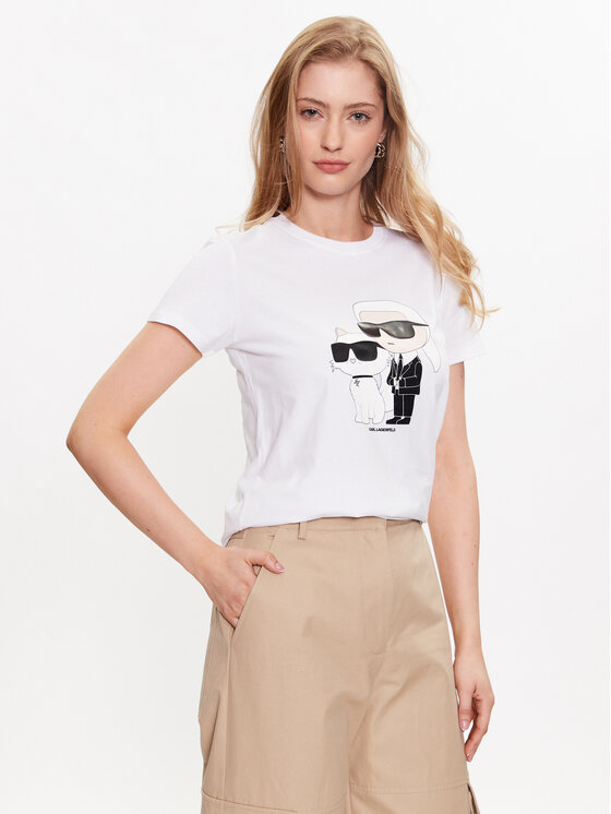 KARL LAGERFELD Tricou Ikonik 2.0 230W1704 Alb Regular Fit