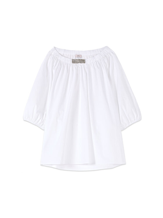 Oltre Oltre Blusa 2511J000755N011 Bianco Baggy Fit