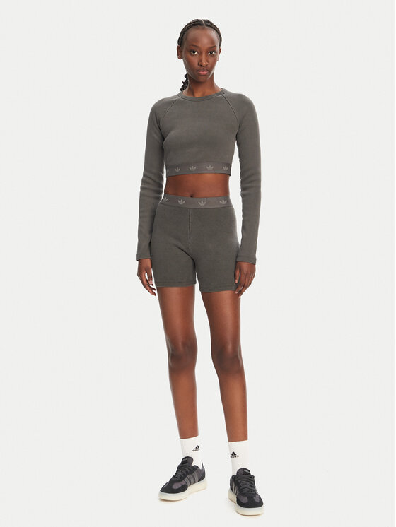 adidas adidas Cyklistické šortky Ribbed Booty JC7554 Sivá Slim Fit