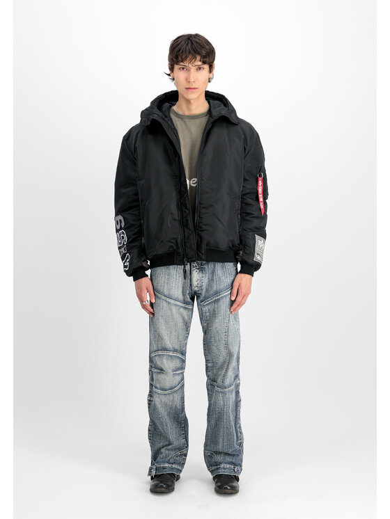 Alpha Industries Alpha Industries Kurtka bomber MA-1 Hooded Studio Winter Jacket Czarny Loose Fit