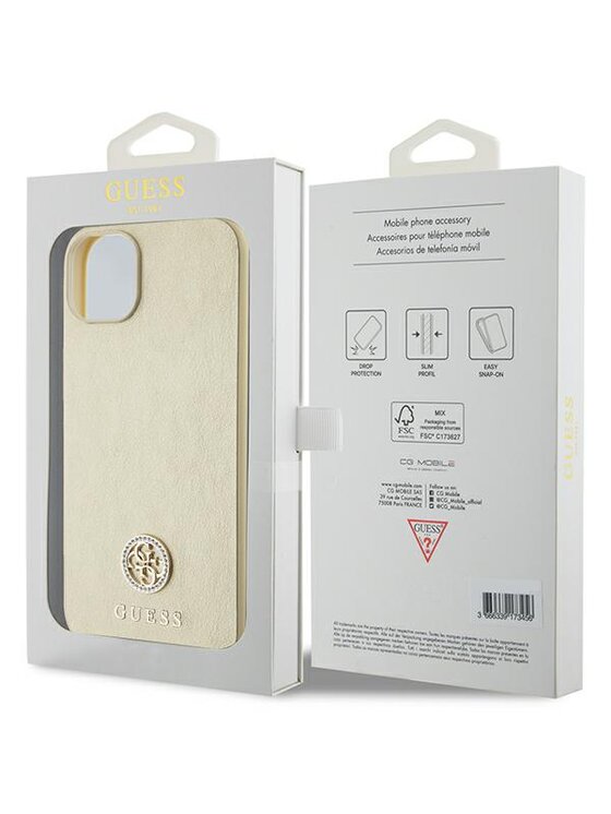 Guess Guess Etui na telefon iPhone 15 Złoty